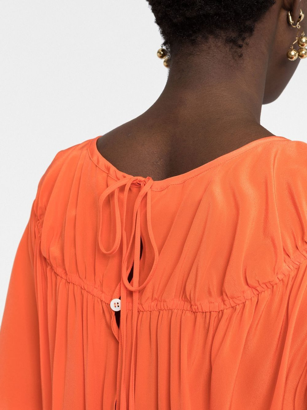 gathered-detailing silk midi dress - 3