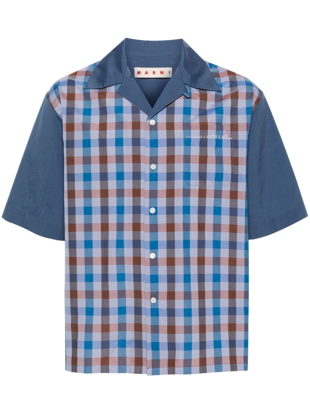 gingham-pattern bowling shirt - 1