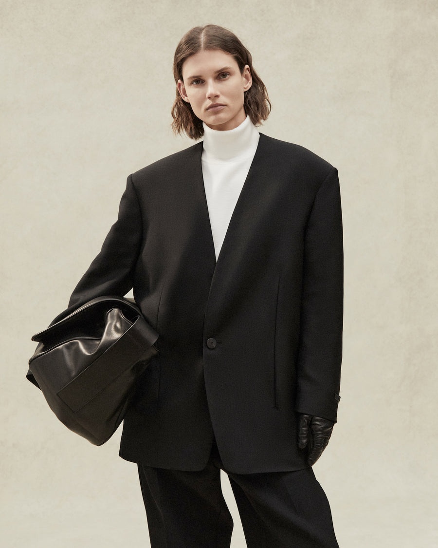 Wool Mohair Lapelless Jacket - 10