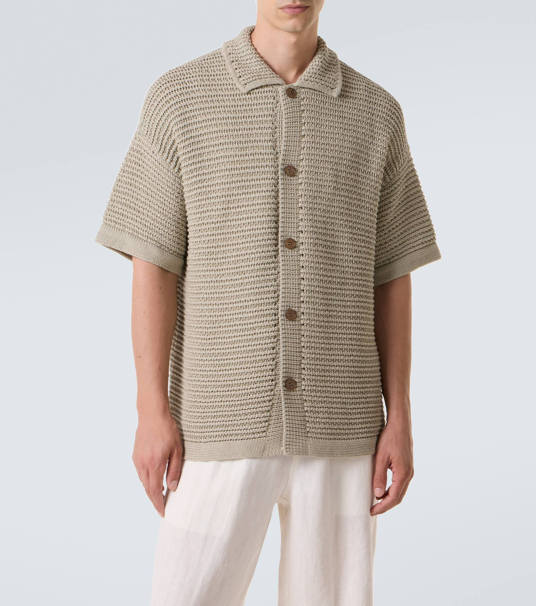 Knitted cotton bowling shirt - 3