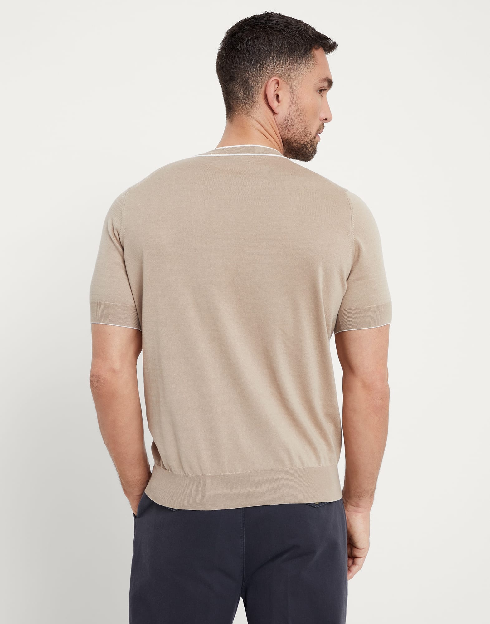 Cotton lightweight knit T-shirt with contrast details - 2
