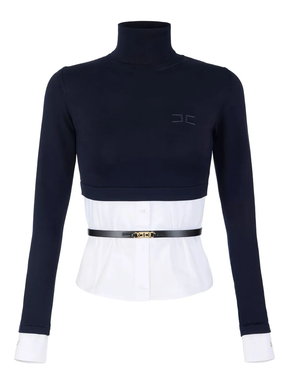 embroidered logo turtleneck top - 1
