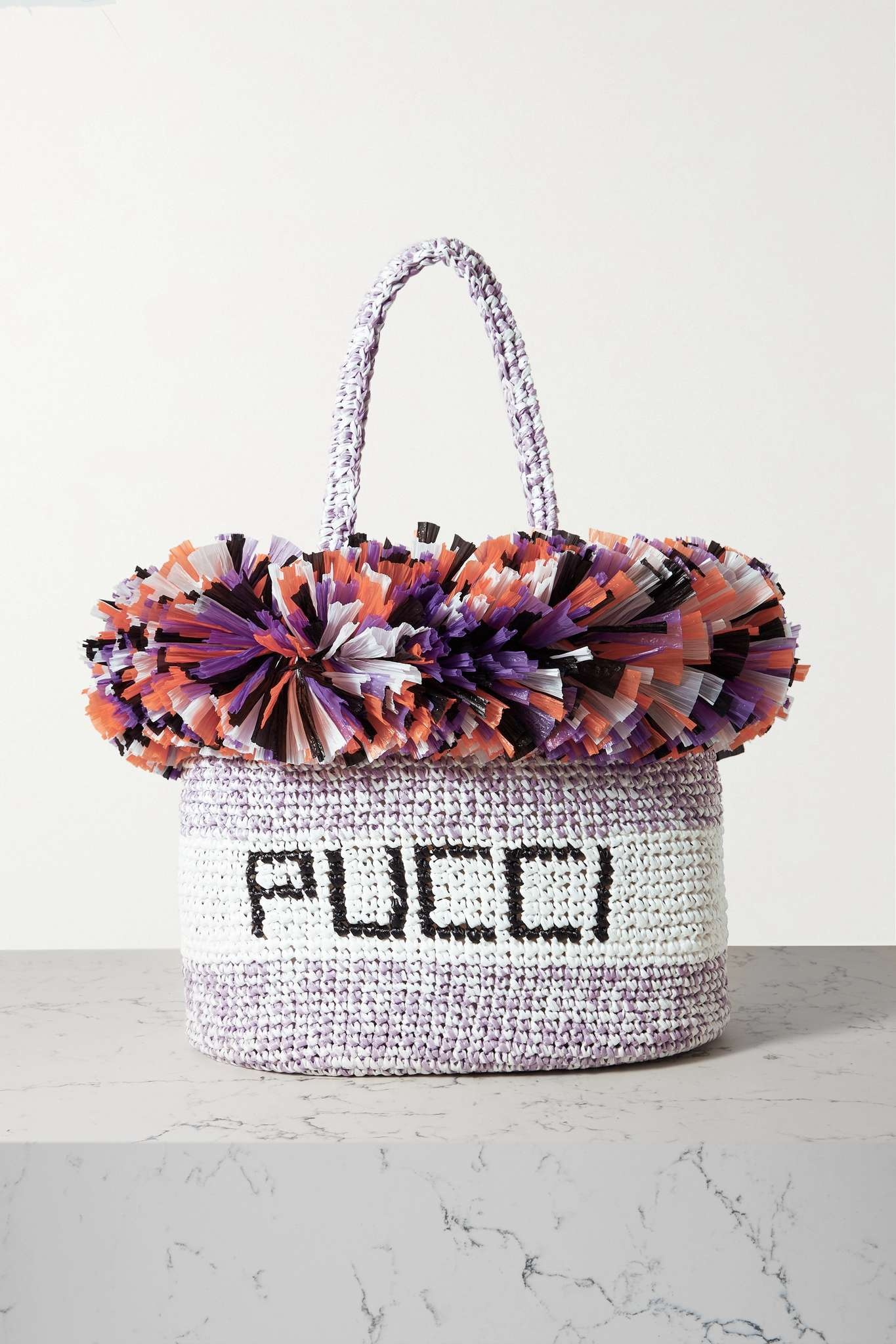 Fringed woven raffia tote - 1