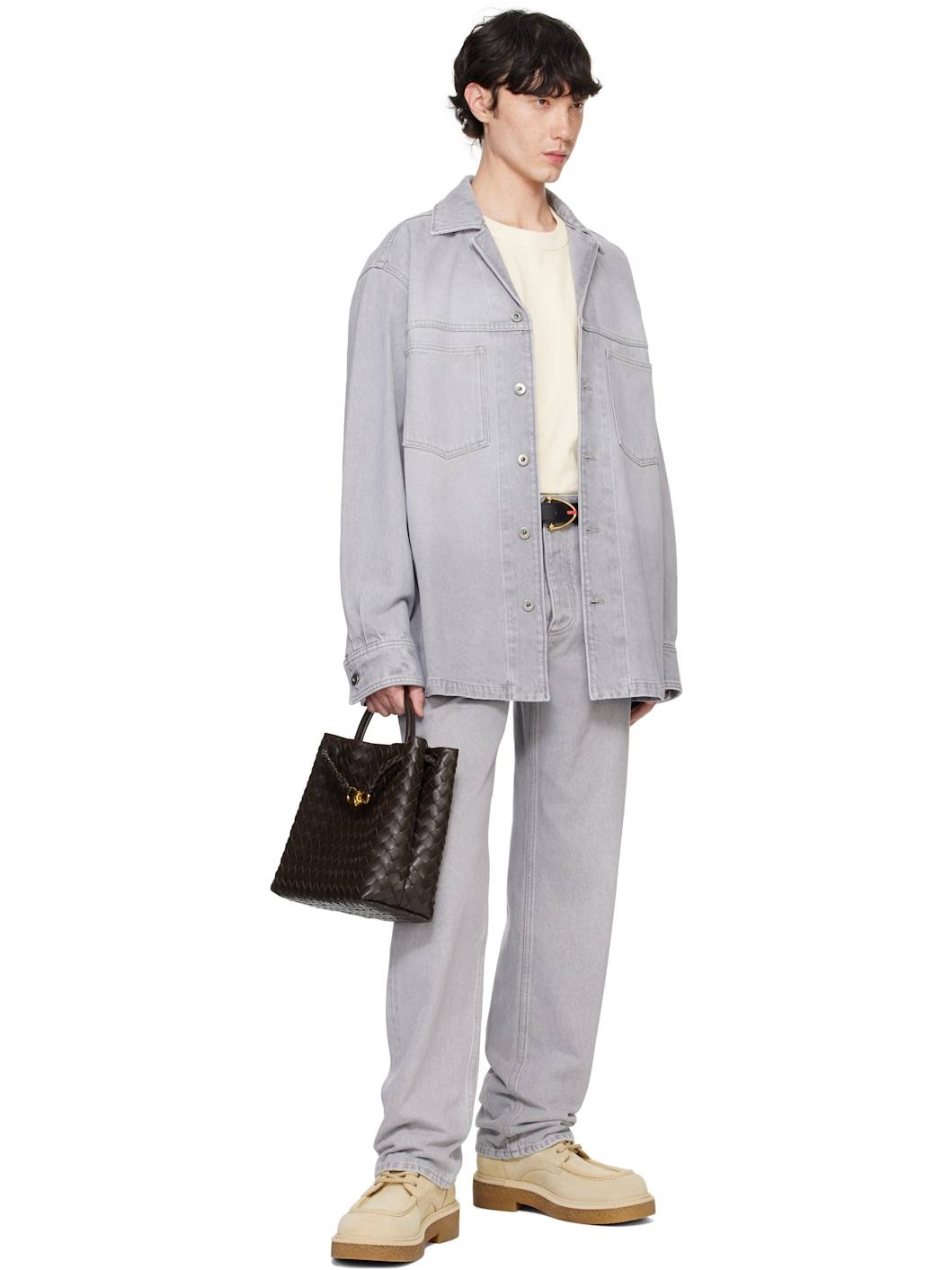 Gray Washed Denim Shirt - 4