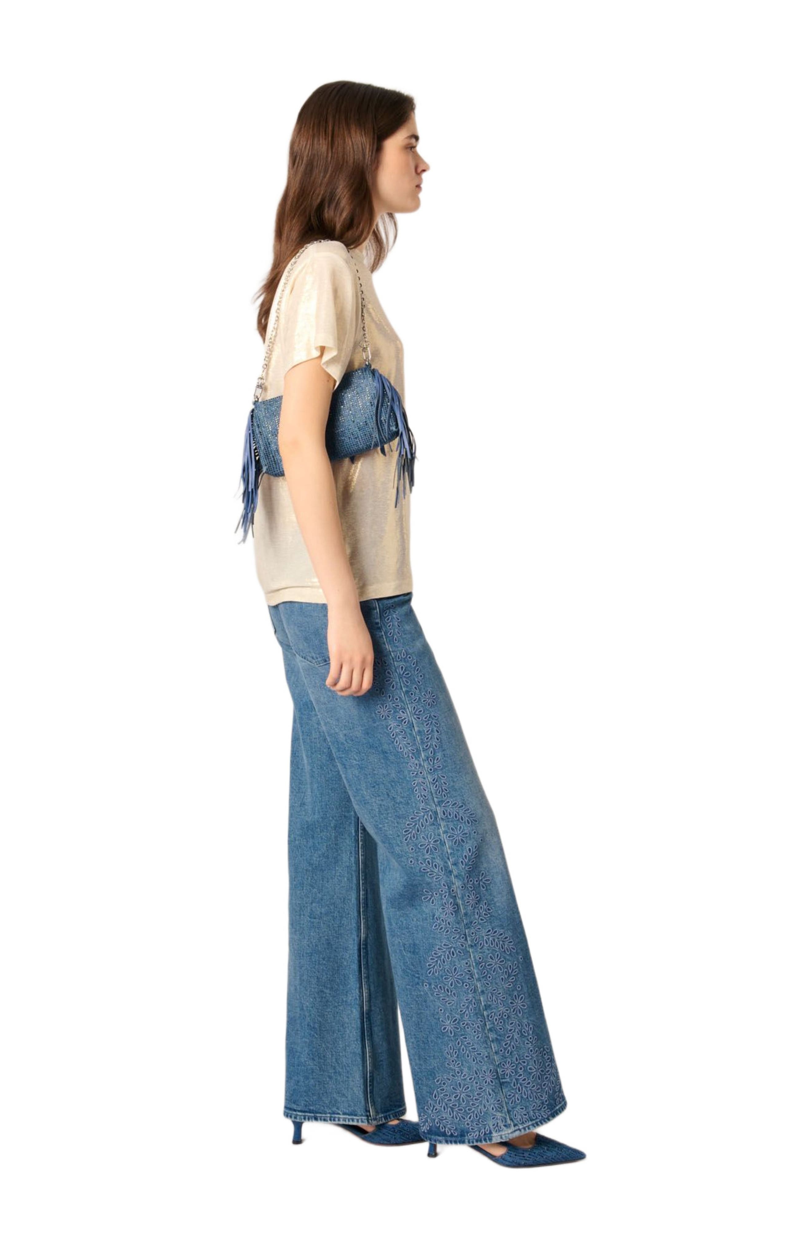 maje Metallic T-shirt in Gold at Nordstrom - 4