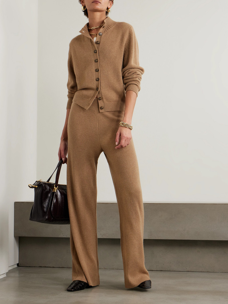 LE KASHA Banvir Ribbed Organic Cashmere Wide-leg Pants outlook