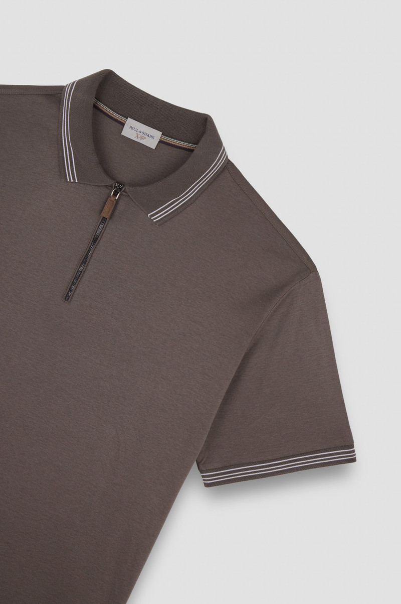X-SOFT INTERLOCK COTTON POLO SHIRT WITH STRIPED PROFILES 5