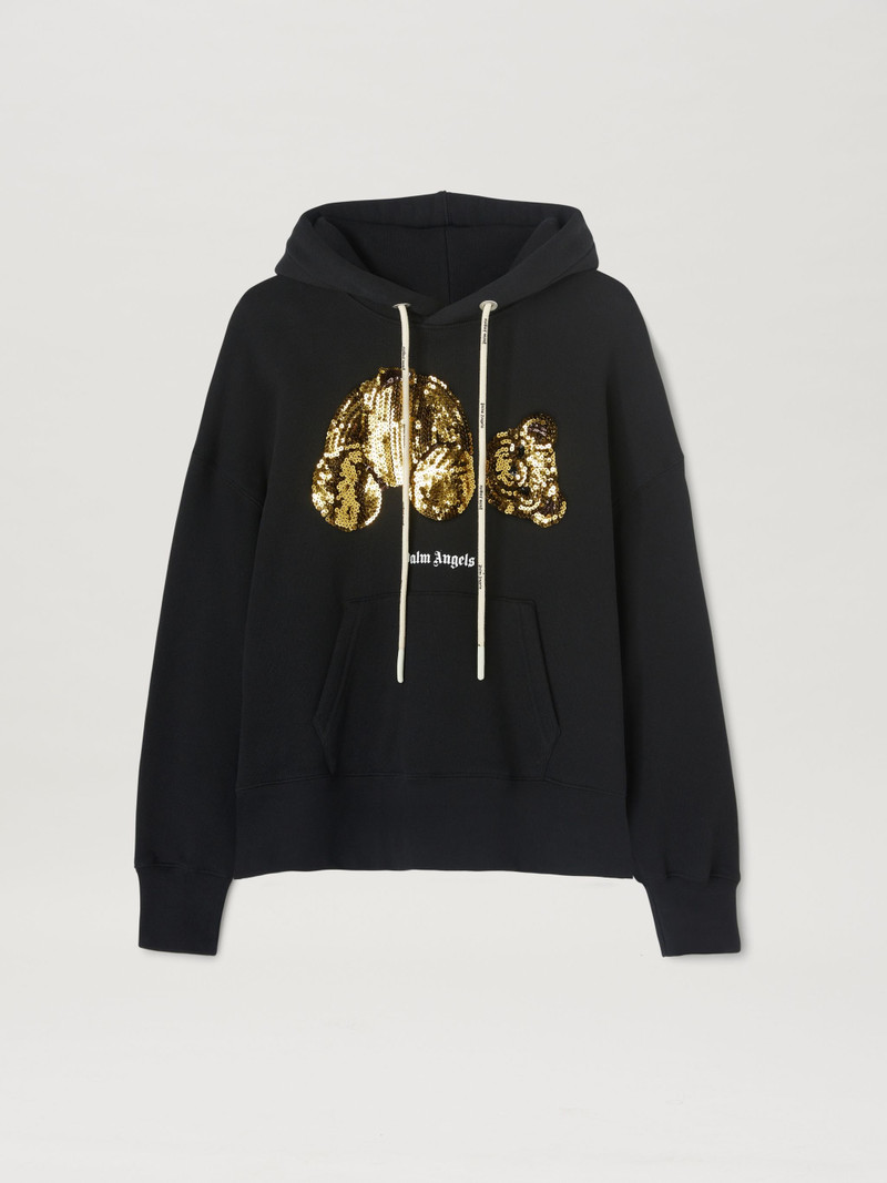 GOLD SEQUINS BEAR HOODIE - 1