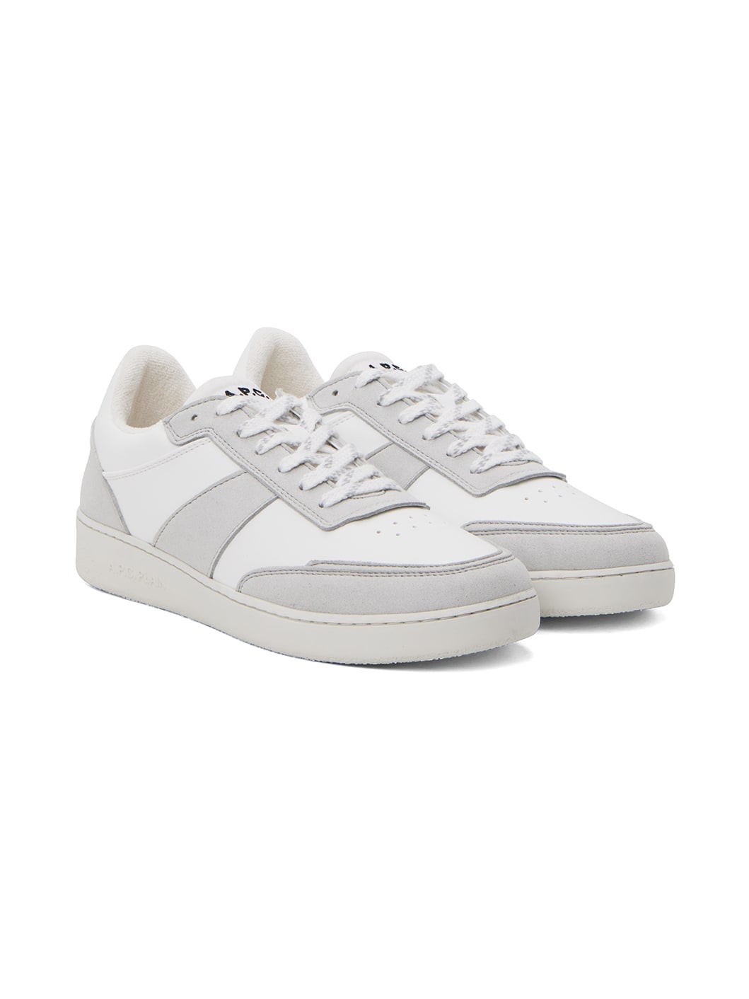 White & Gray Plain Sneakers - 4