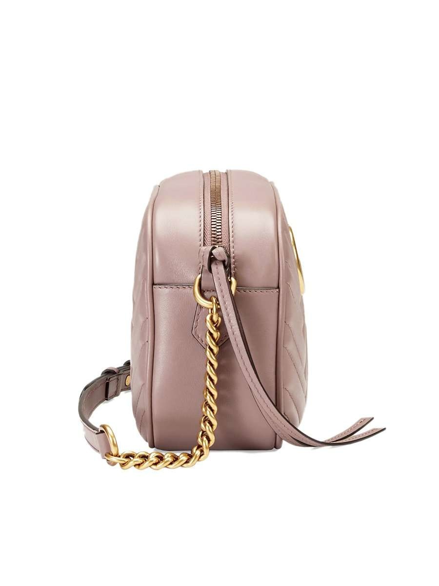 GG Marmont Small Matelassé Zipped Dusty Pink Shoulder Bag - 3