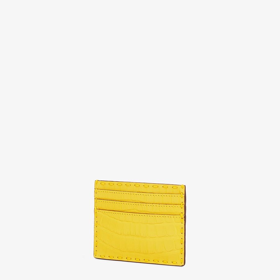 Yellow alligator leather card holder - 2