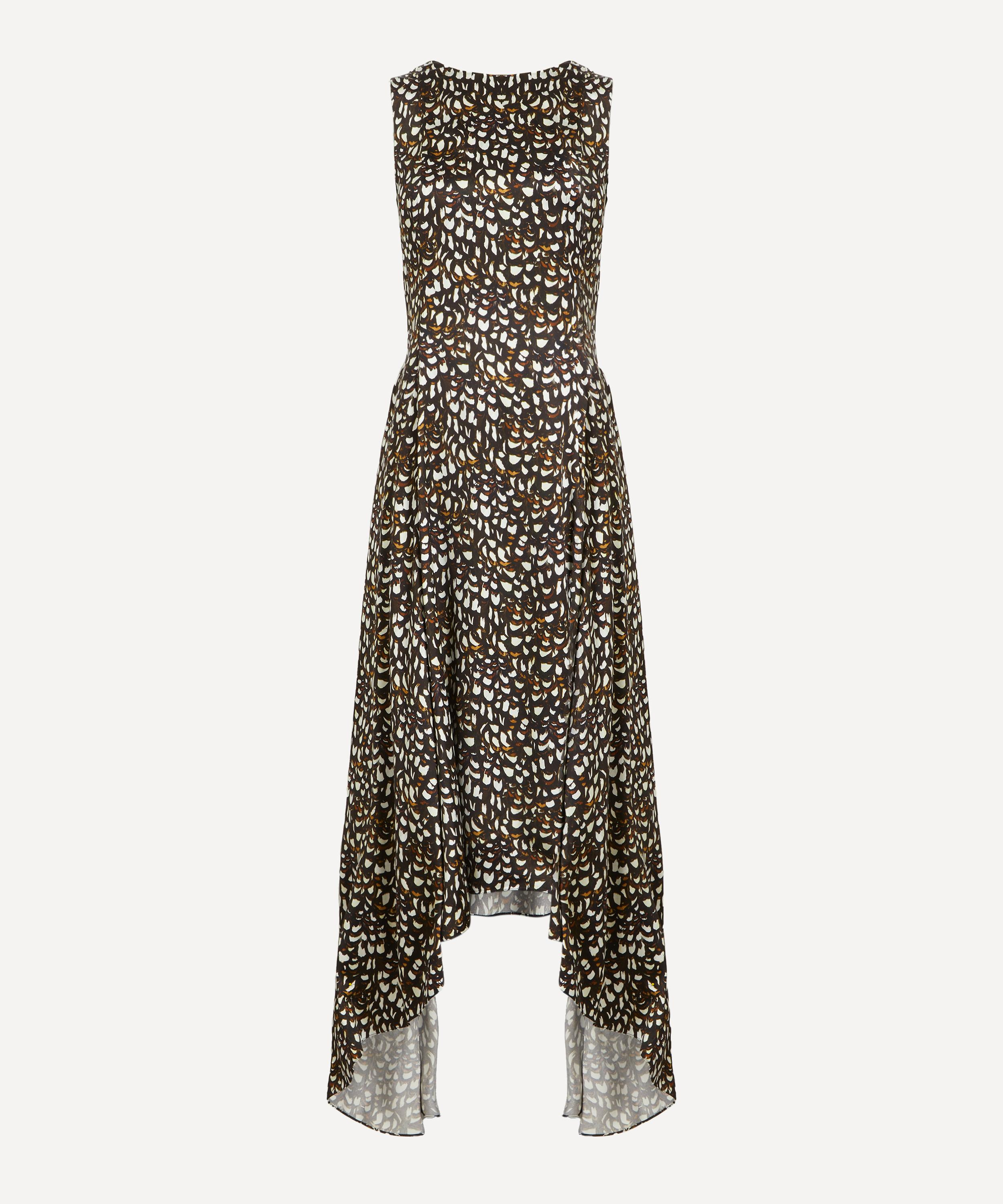 Brown Printed Asymmetric Dress - 1