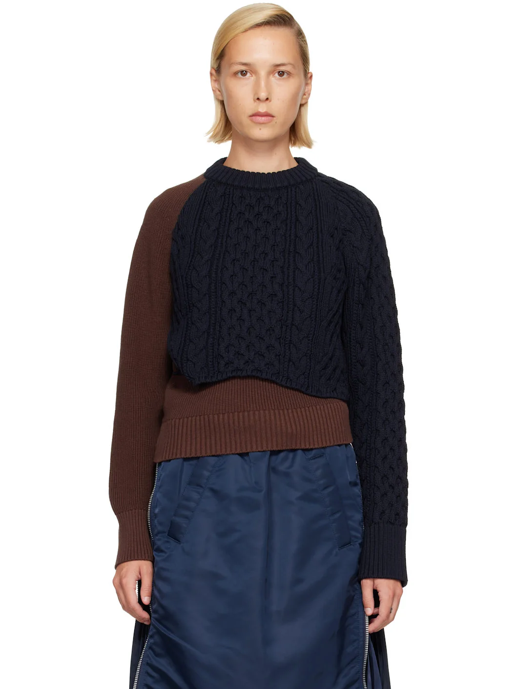 Brown Cotton Cashmere Knit Sweater - 1