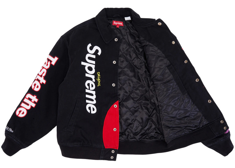 Supreme Supreme Skittles Mitchell & Ness Varsity Jacket Black outlook