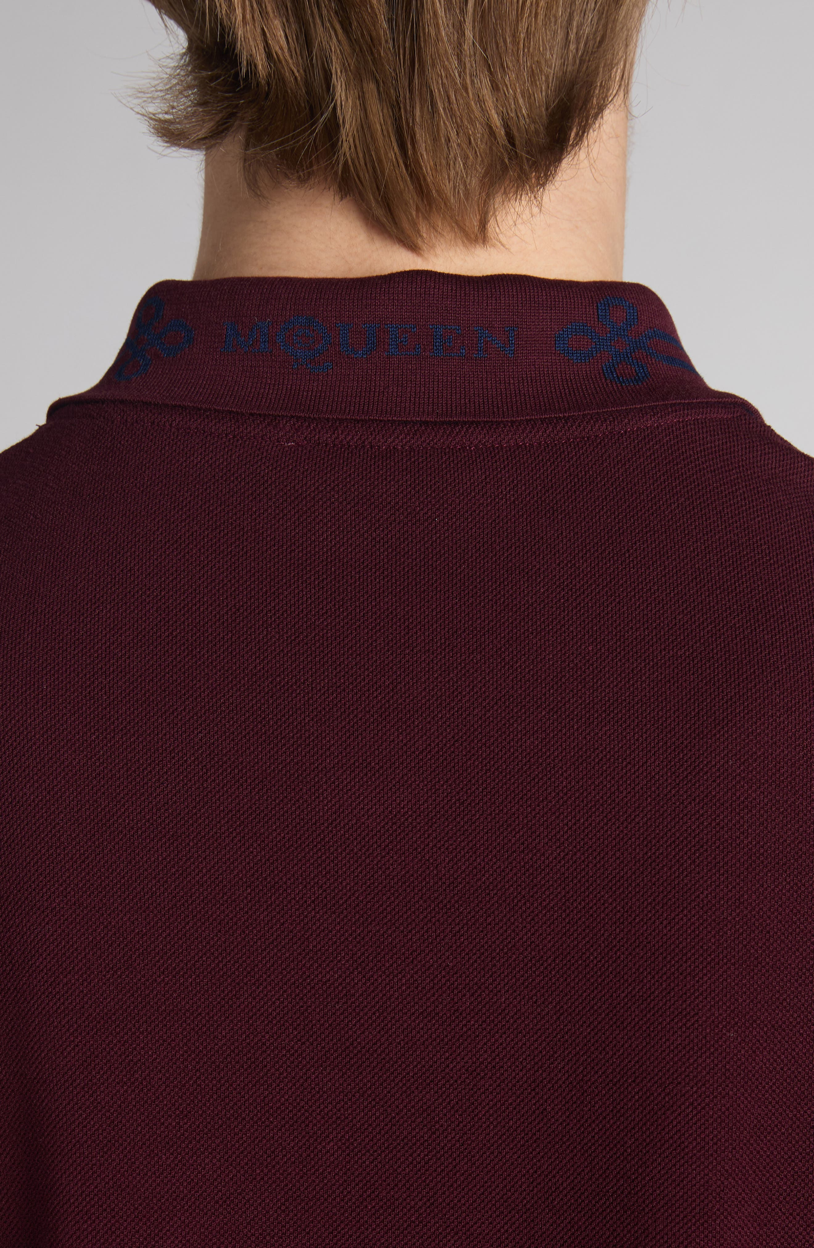 McQueen Logo Jacquard Collar Polo in Bordeaux at Nordstrom - 5