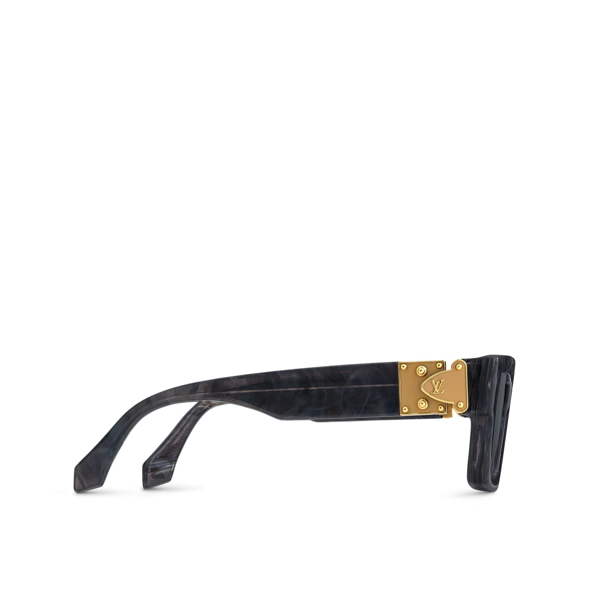 LOUIS VUITTON LV Escape Square Anti-blue-light Glasses Black Acetate. Size W