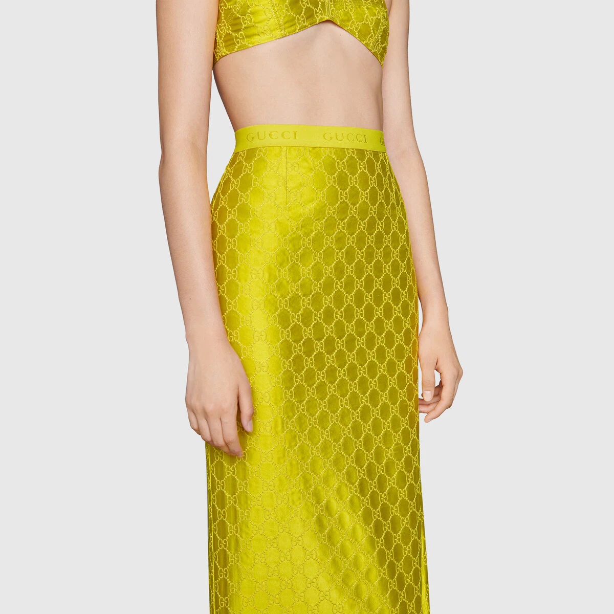 GG embroidered silk skirt - 5