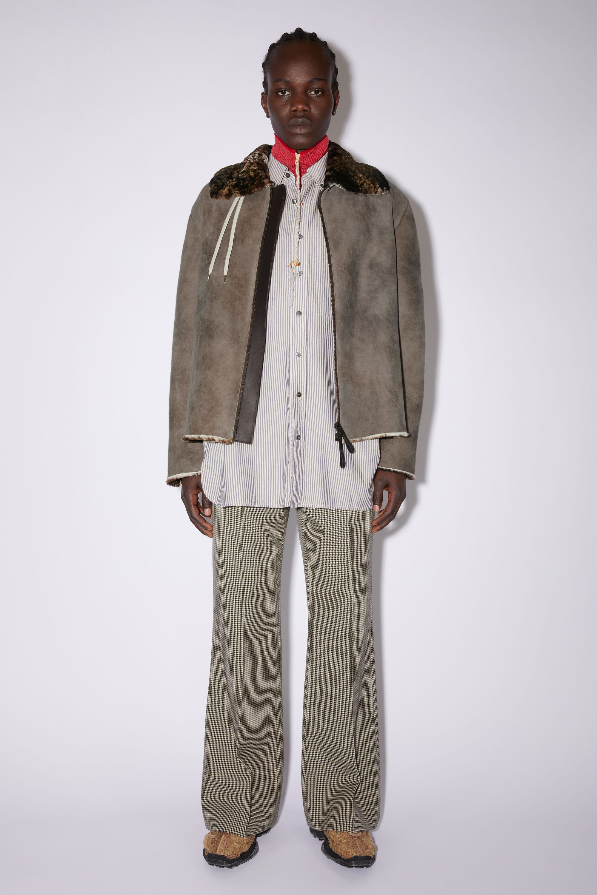 Shearling suede fur jacket - Antique brown - 2