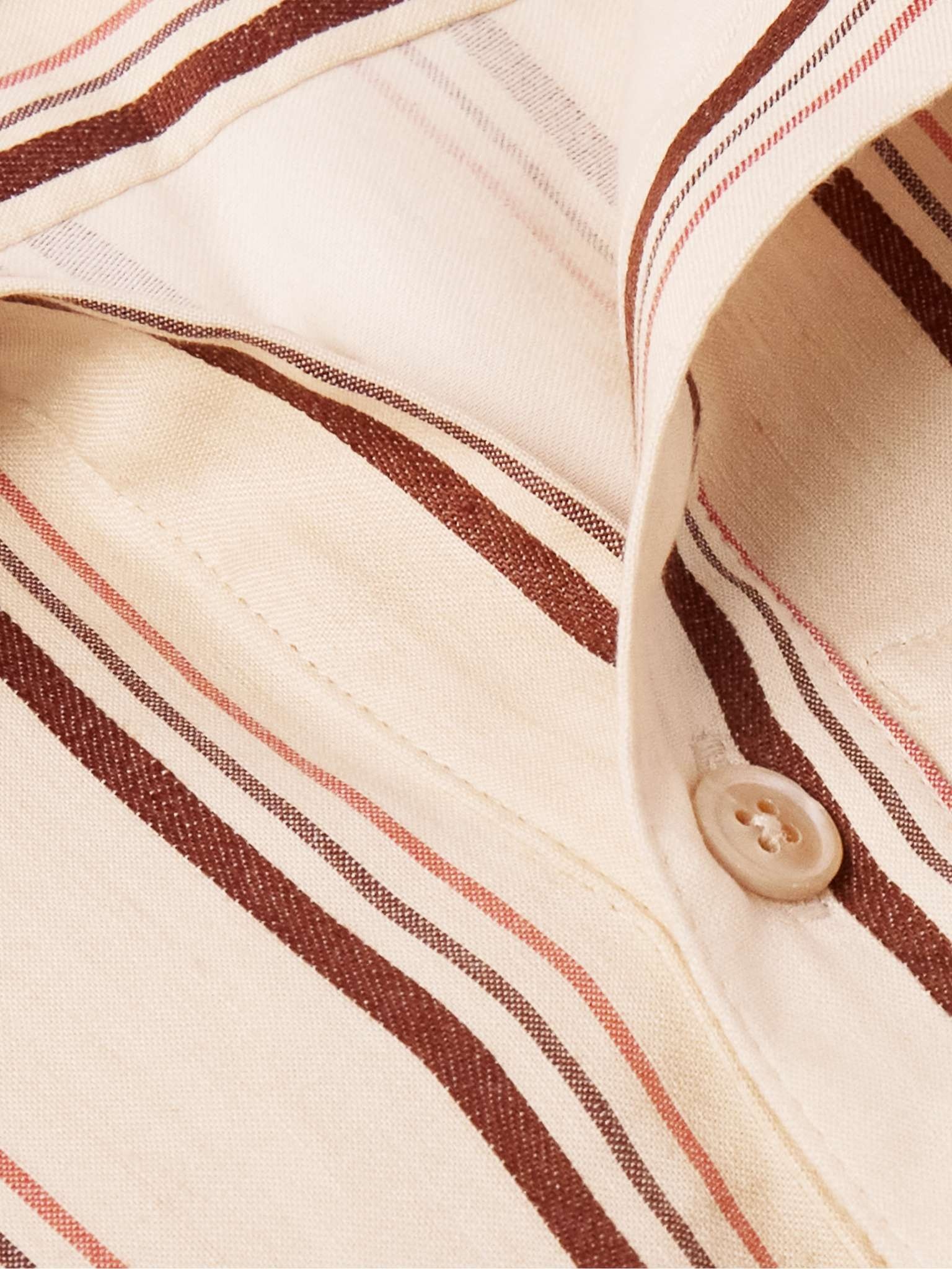 Pace Grandad-Collar Striped Linen and Cotton-Blend Shirt - 4