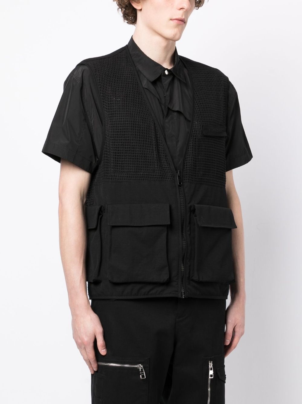 zip-up cotton cargo gilet - 3