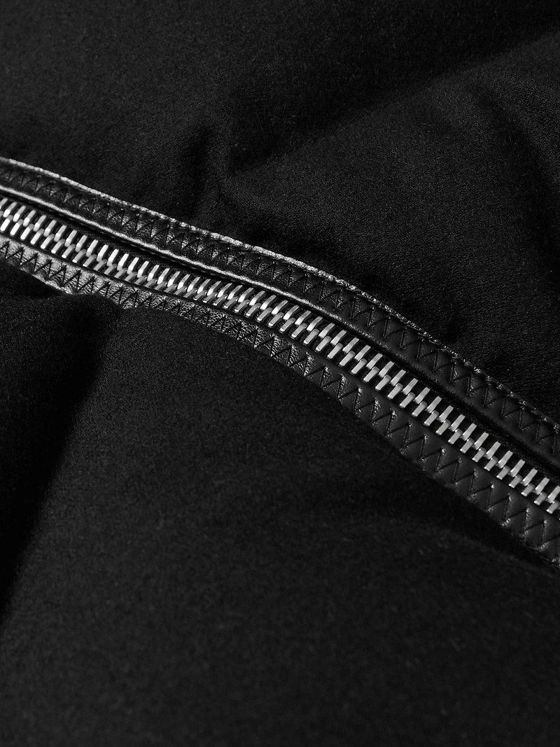 Leather-Trimmed Quilted Cashmere and Wool-Blend Hooded Down Gilet 3