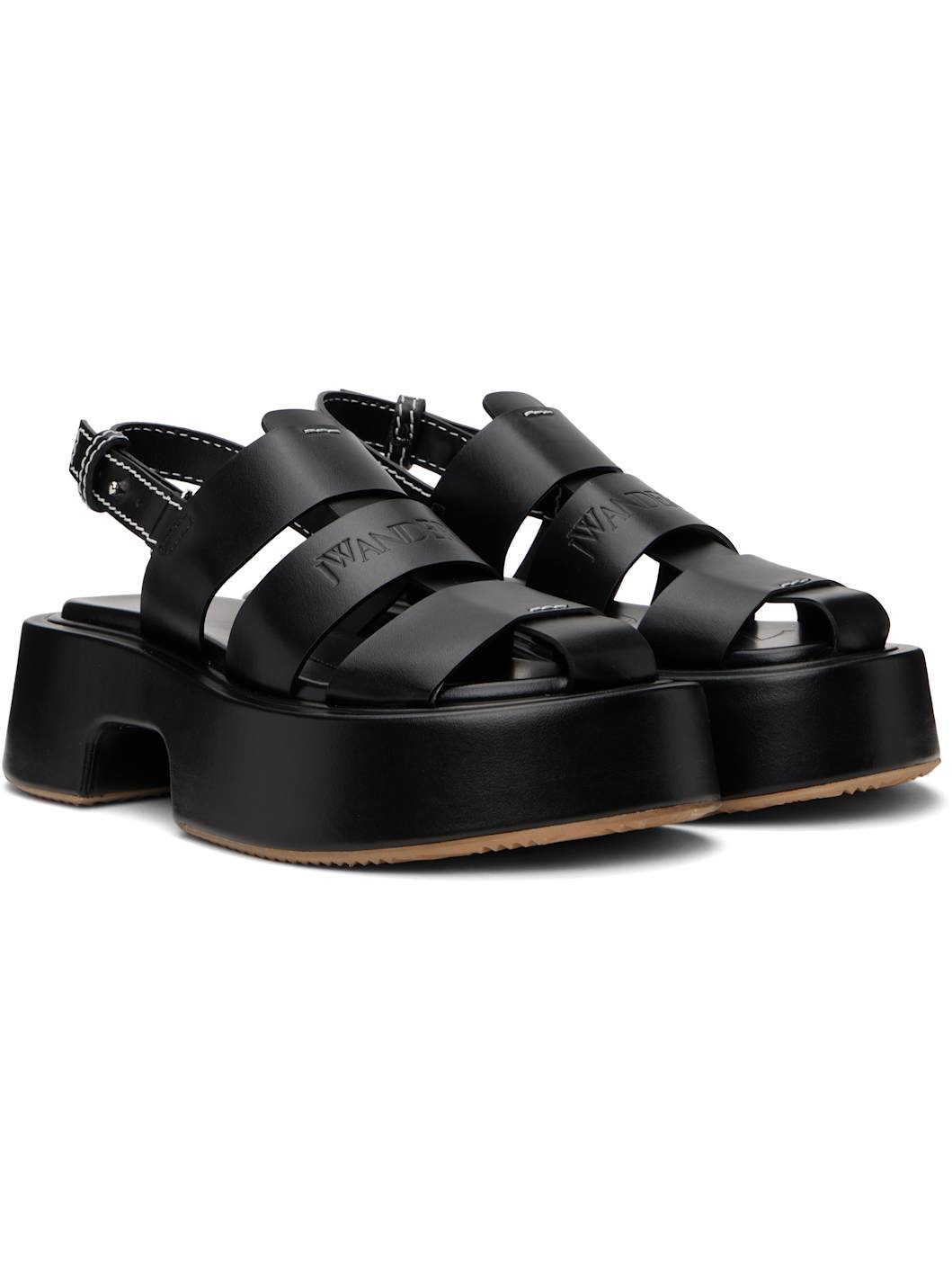 Black Stripe Platform Sandals - 4