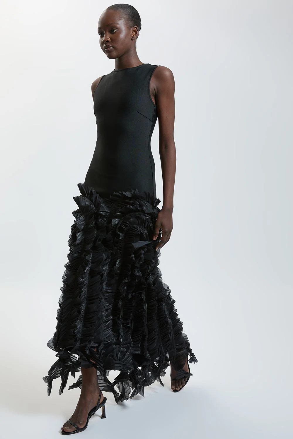 Texture Figure Form Bandage Knit Gown - 1