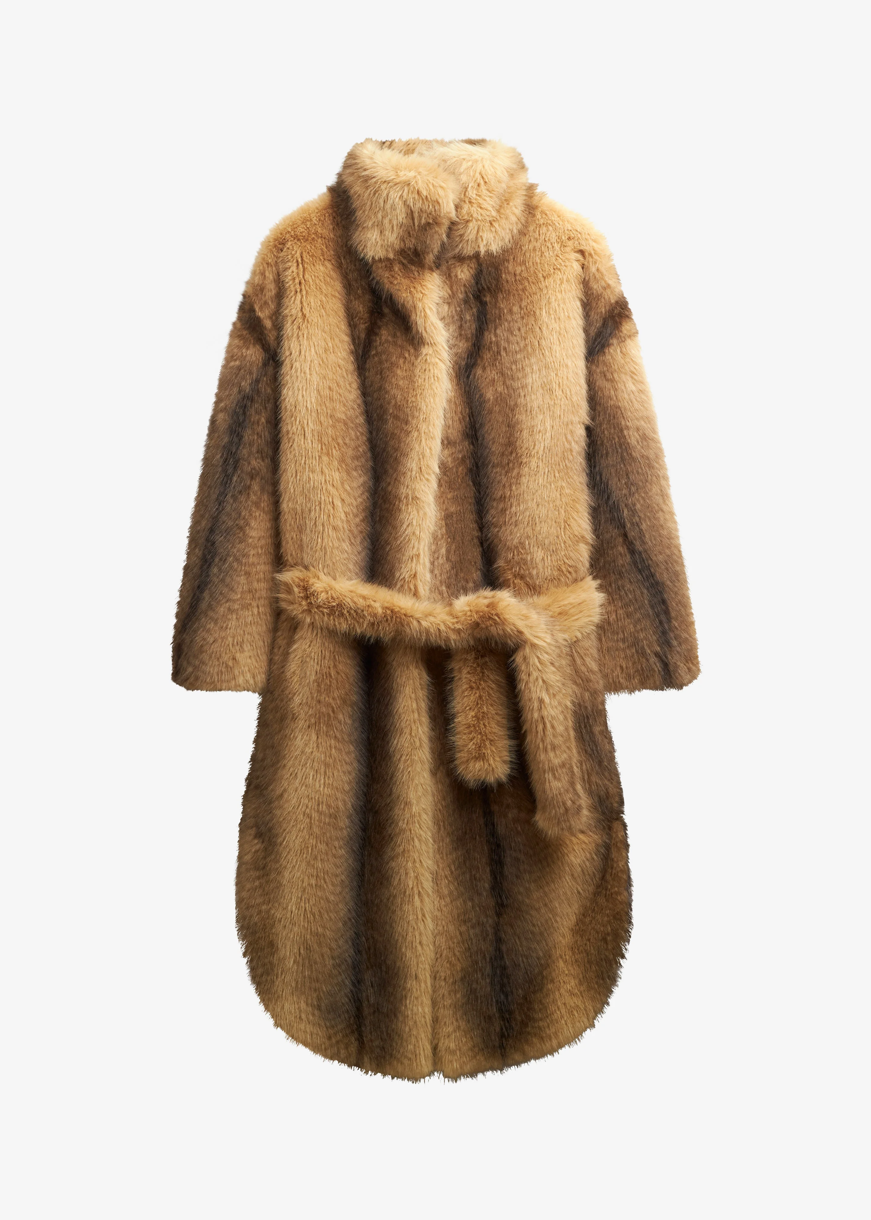Ravello Faux Fur Robe Coat - Beige/Brown - 1