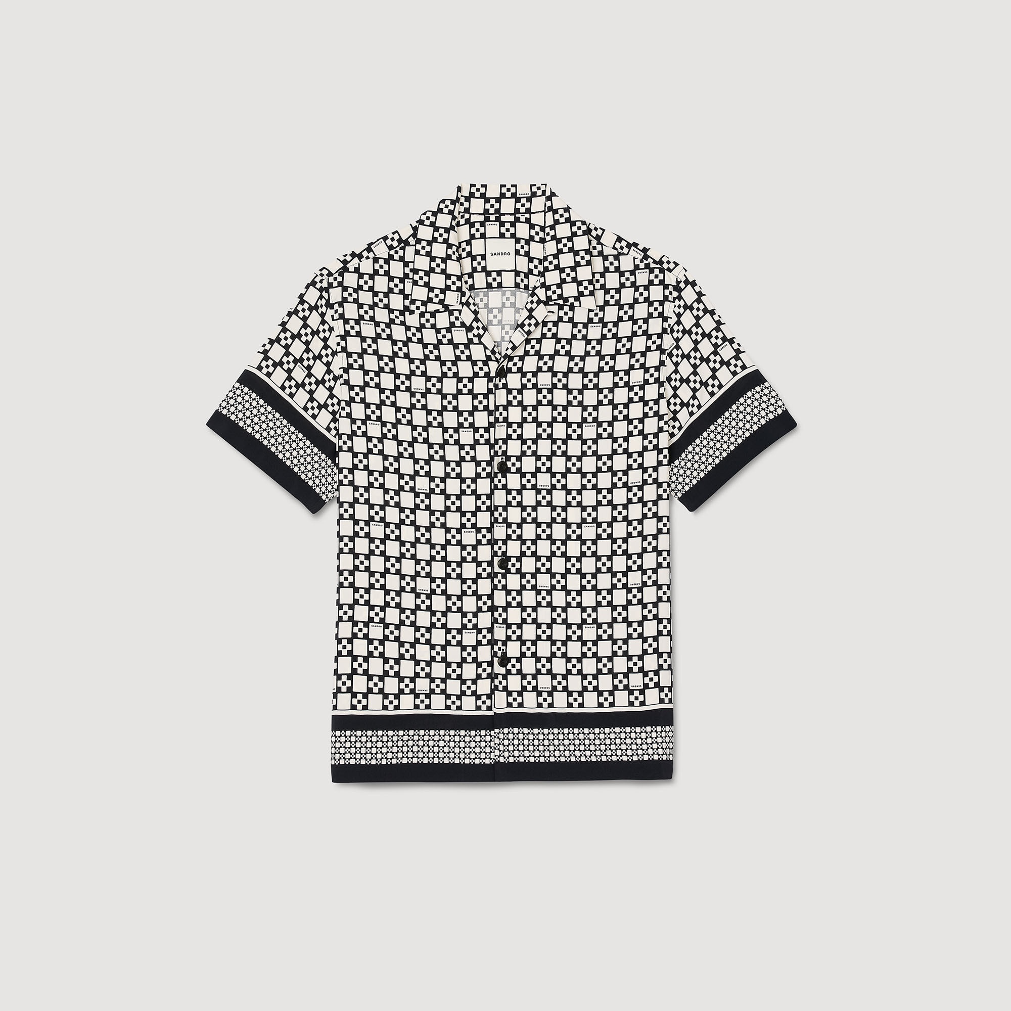 SQUARE CROSS MOTIF FLOWING SHIRT - 7