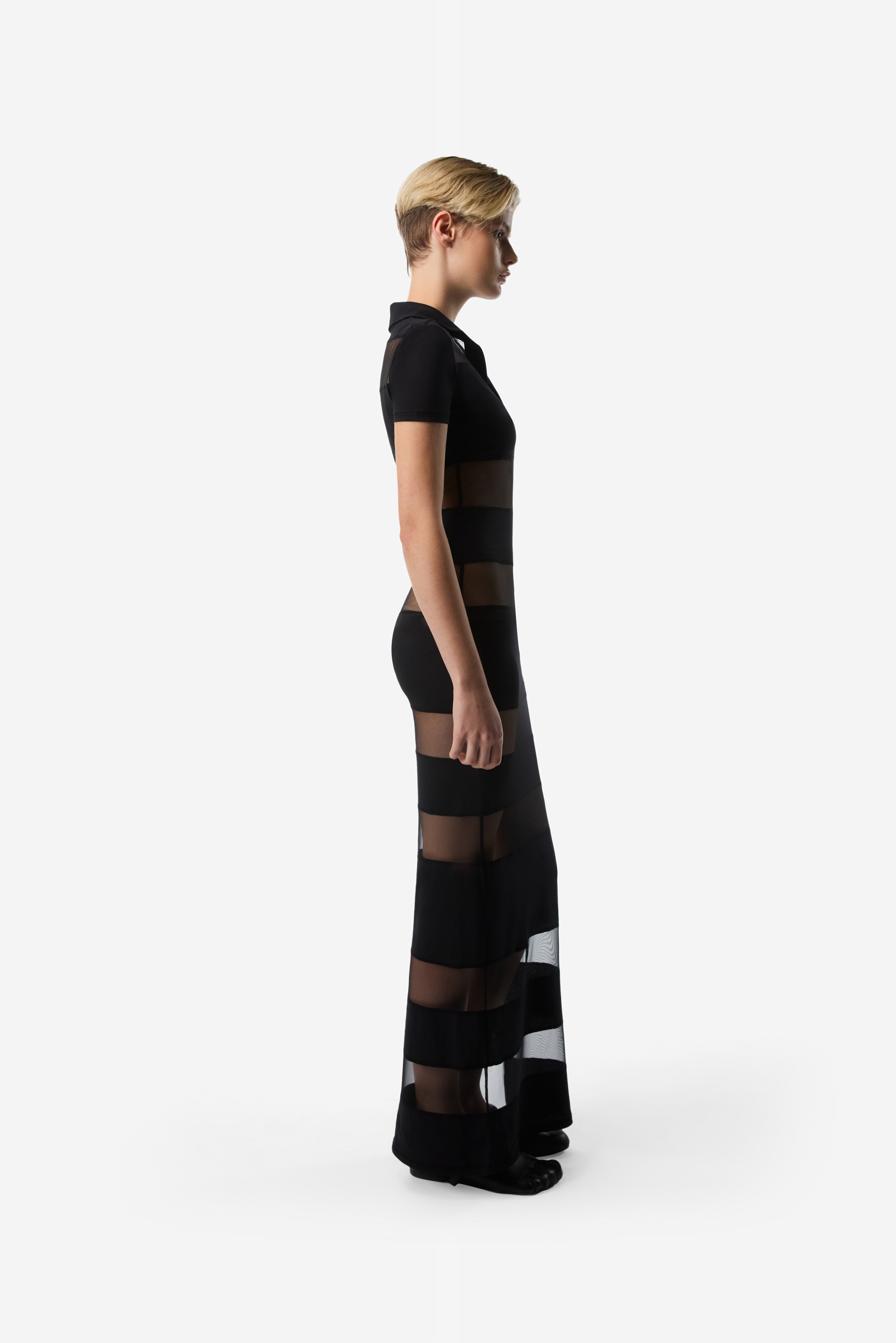 Striped Sheer Polo Dress - 3