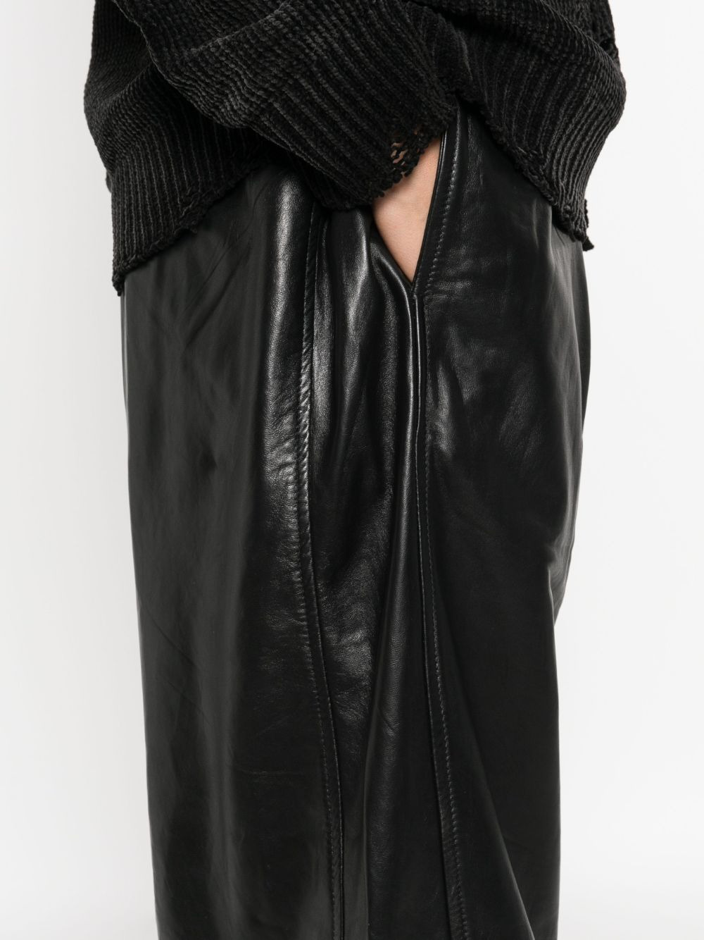 pleated leather trousers - 5