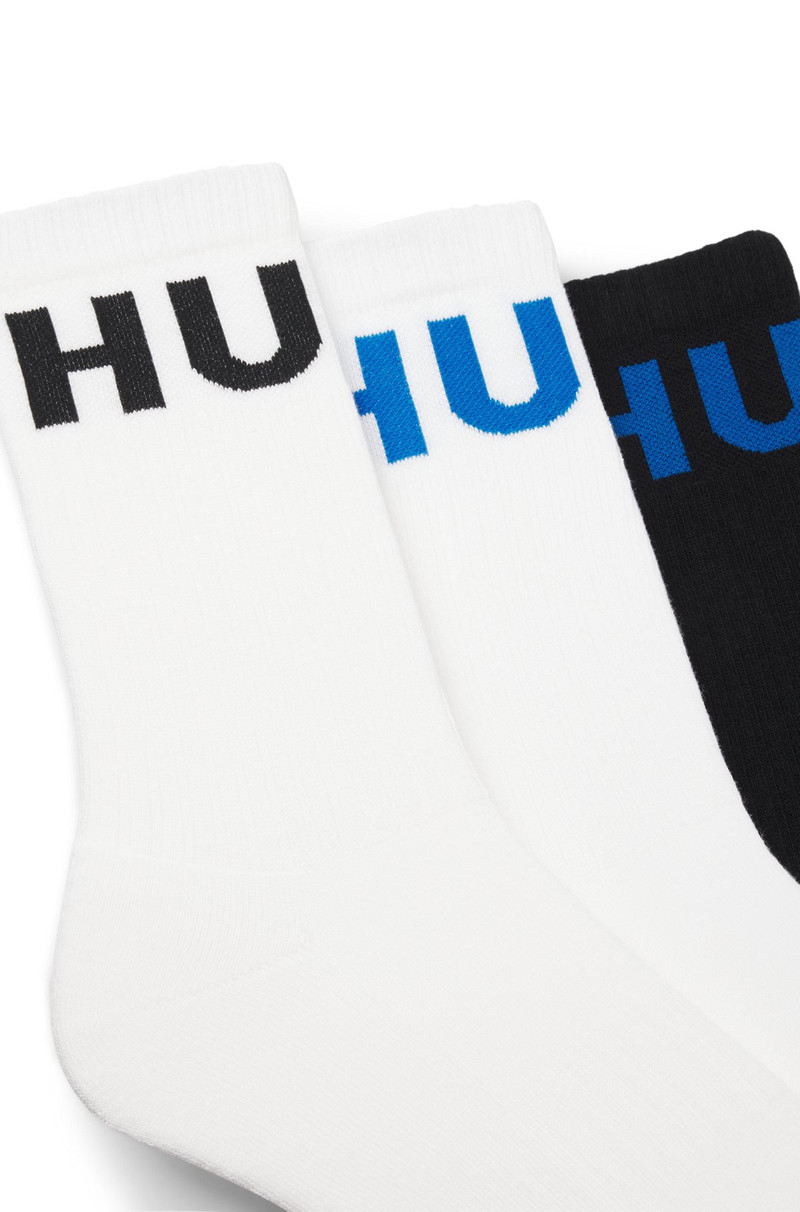 HUGO THREE-PACK OF RIBBED SHORT SOCKS WITH LOGOS outlook