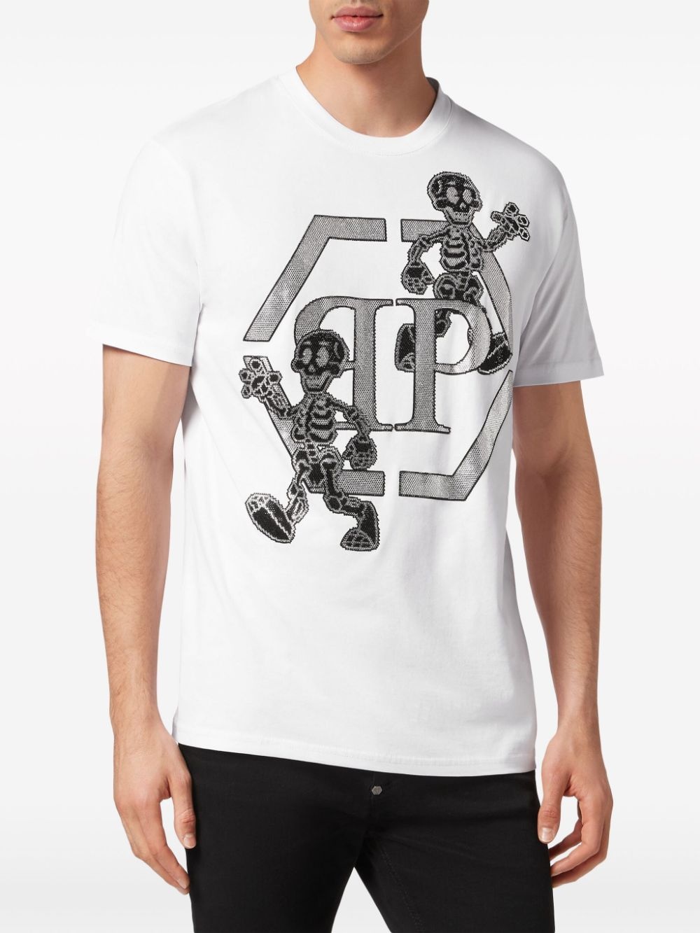 Skeleton embellished cotton T-shirt - 3