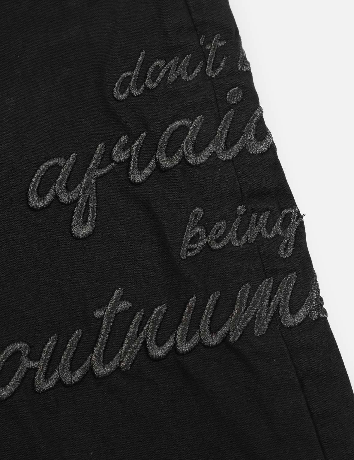 KAMON AND SLOGAN EMBROIDERY LOOSE FIT PANTS - 8