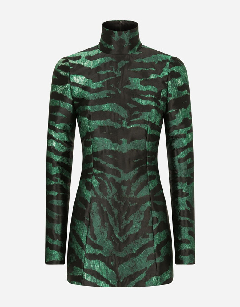 Short tiger-design lamé jacquard dress 1