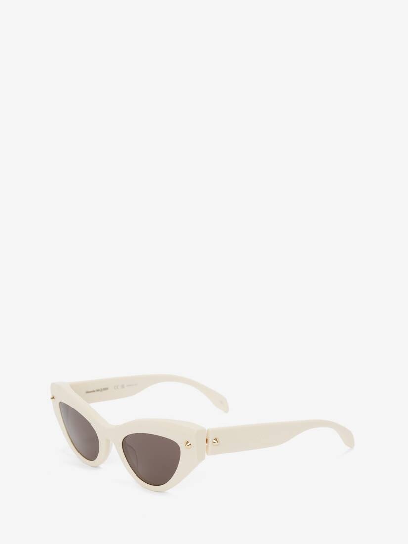 Women's Spike Studs Cat-eye Sunglasses in Ivory - 3