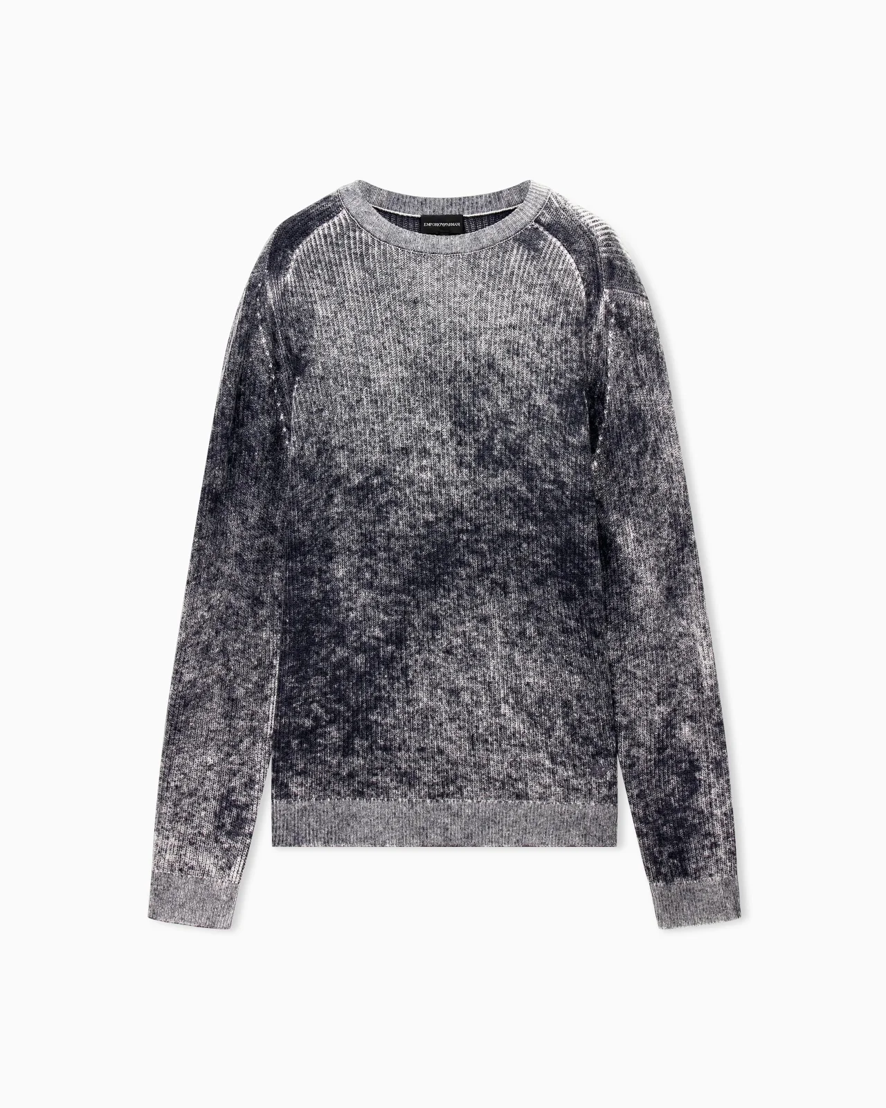 RIBBED VIRGIN WOOL SWEATER WITH MÉLANGE PRINT - 1