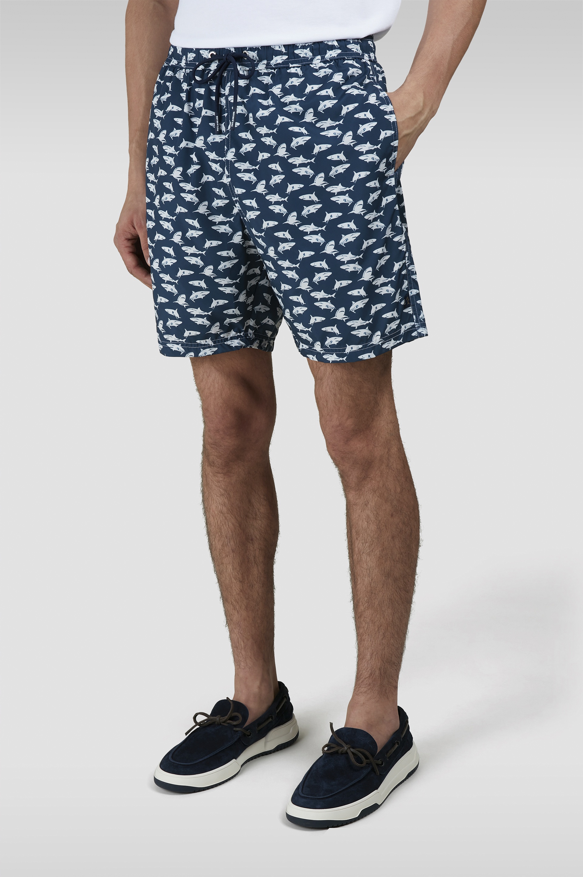 SWIM SHORTS WITH ALL-OVER SHARK PRINT - 6