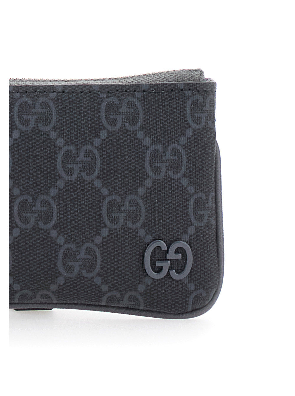 Gucci Men Black Card Holder With Zip Closure And Logo Detail On The Front In Gg Canvas Man - 5