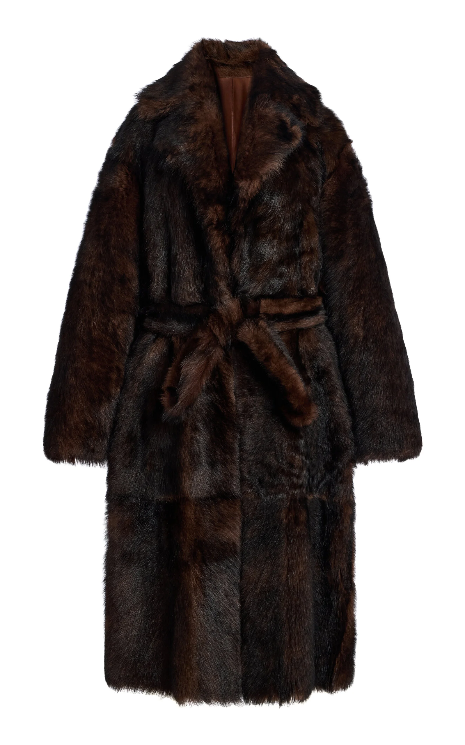 Uma Belted Oversized Shearling Coat brown - 1
