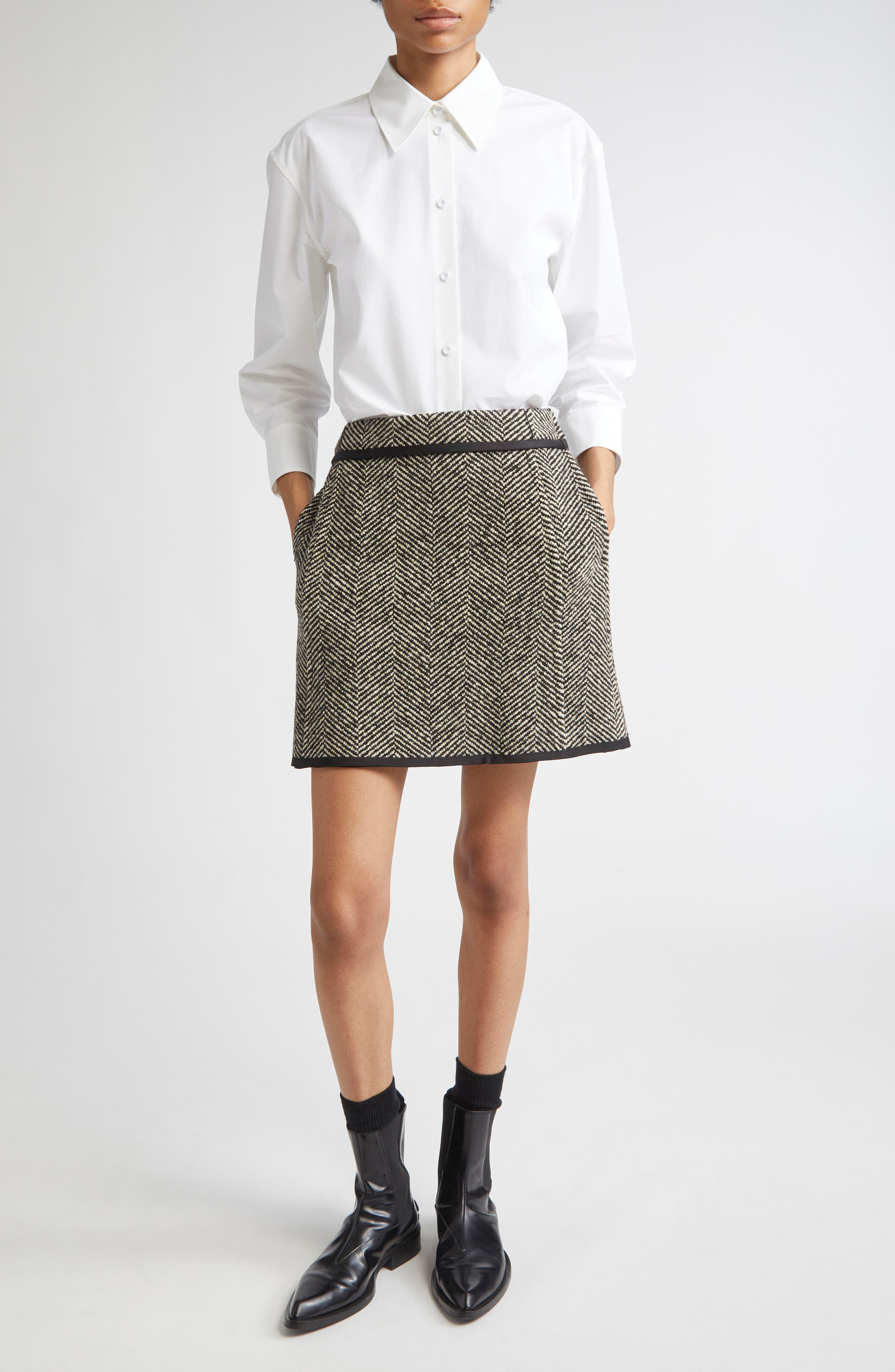 Jil Sander Classic Crop Cotton Button-Up Shirt in Optic White at Nordstrom - 2