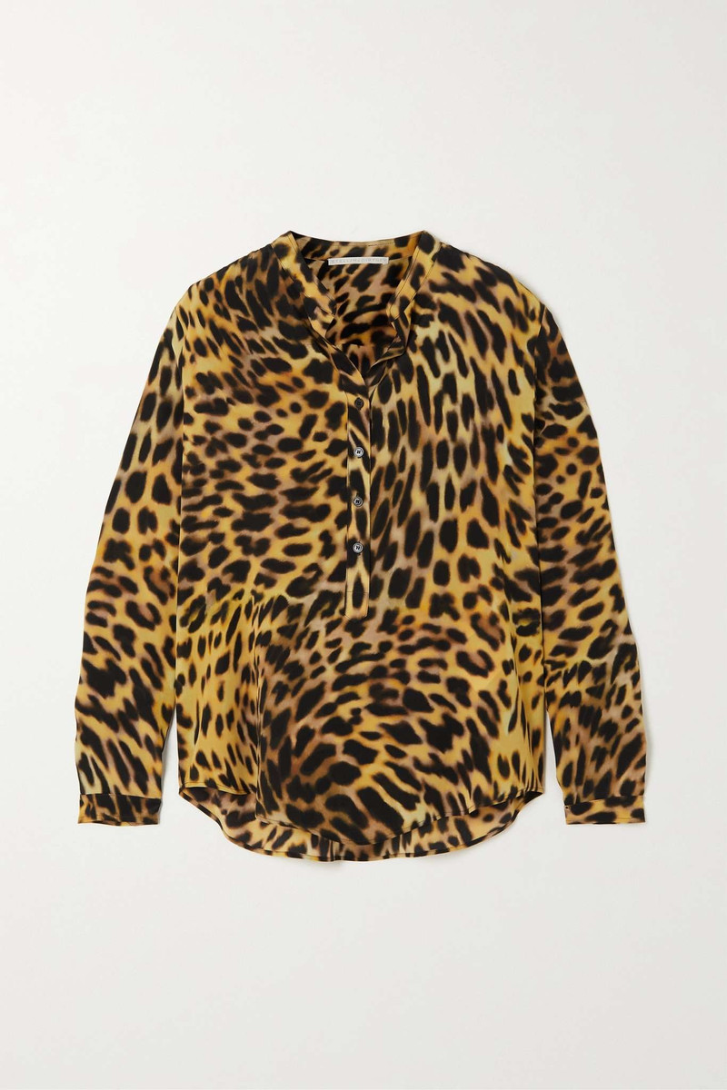 Leopard-print silk crepe de chine shirt 1