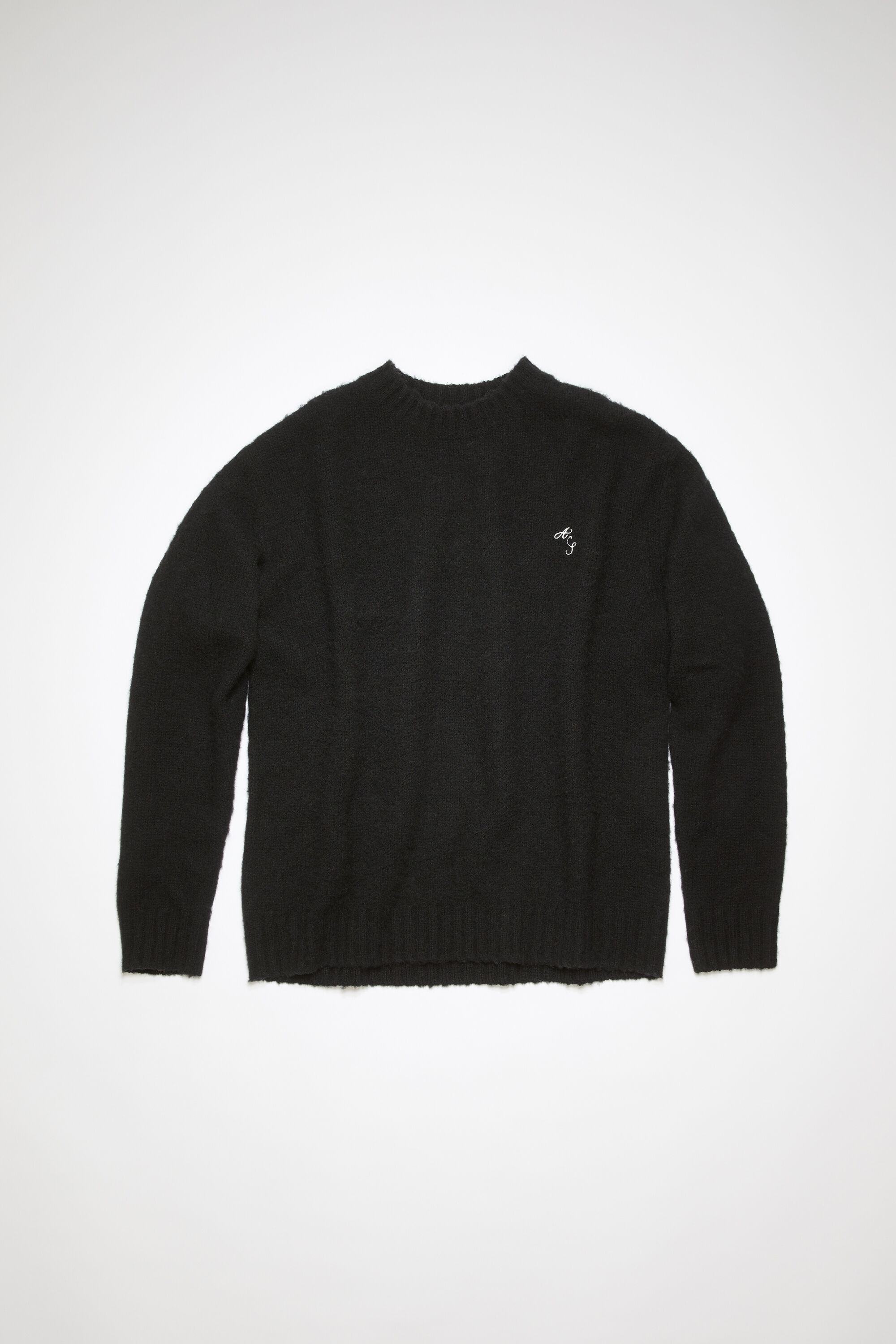 Crew neck wool jumper - Black - 1