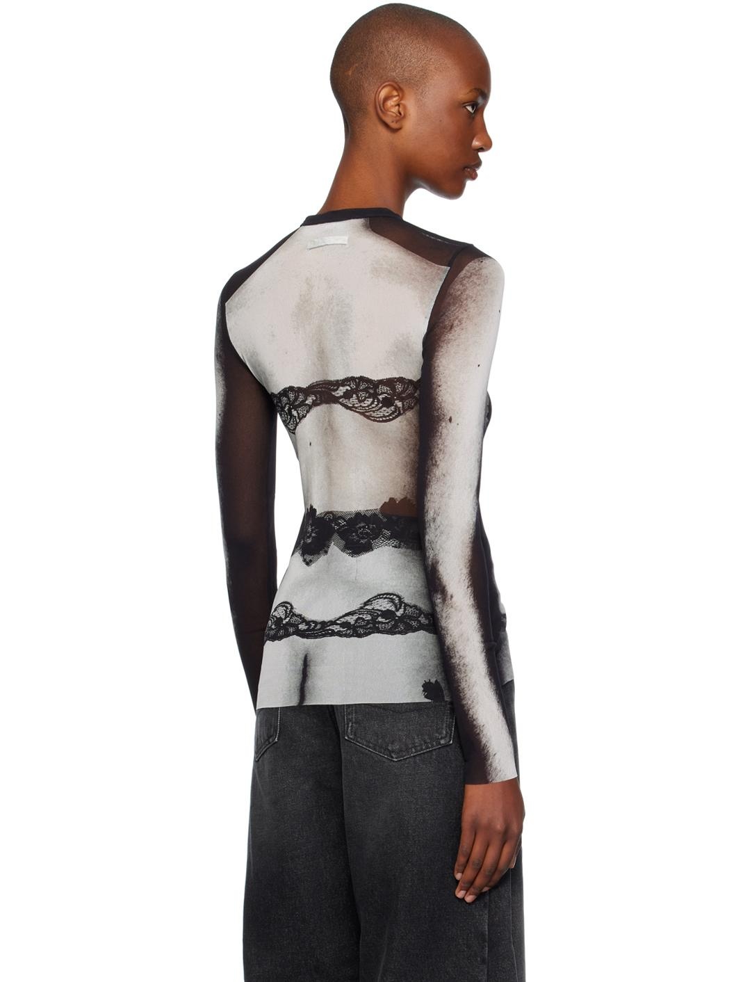 Black Printed Long Sleeve T-shirt - 3