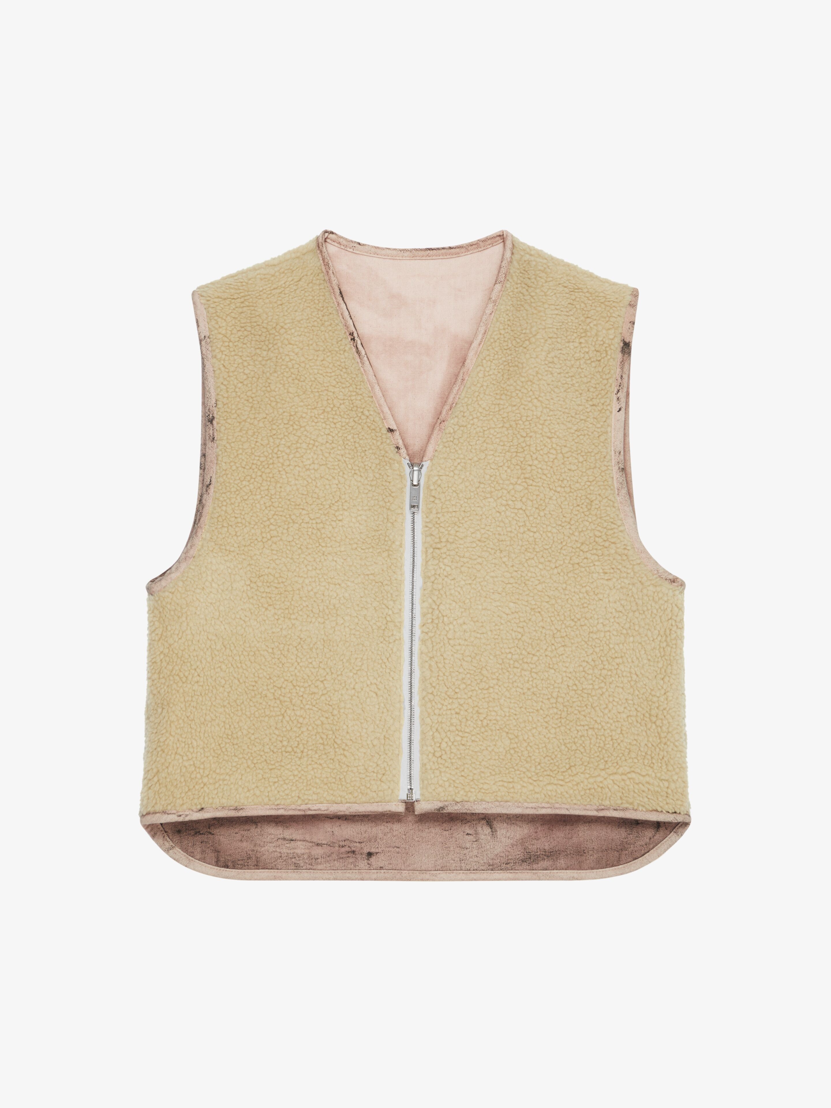 REVERSIBLE WAISTCOAT IN COTTON WITH SHEARLING EFFECT - 5