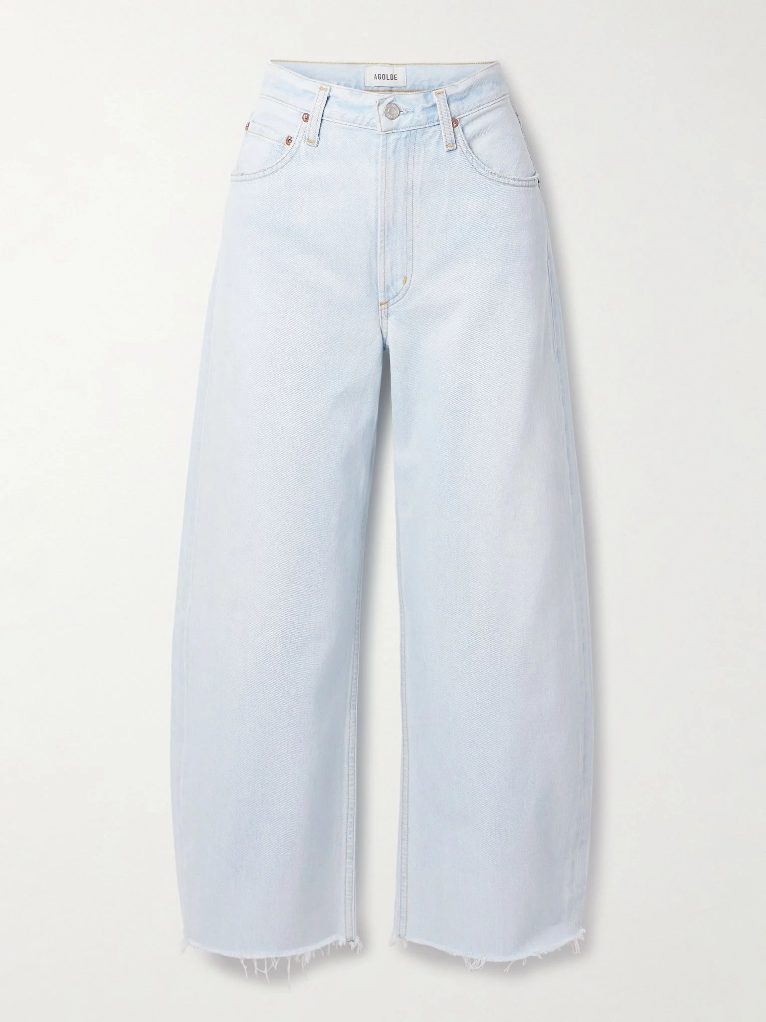 Low Curve frayed mid-rise wide-leg jeans Light denim - 1