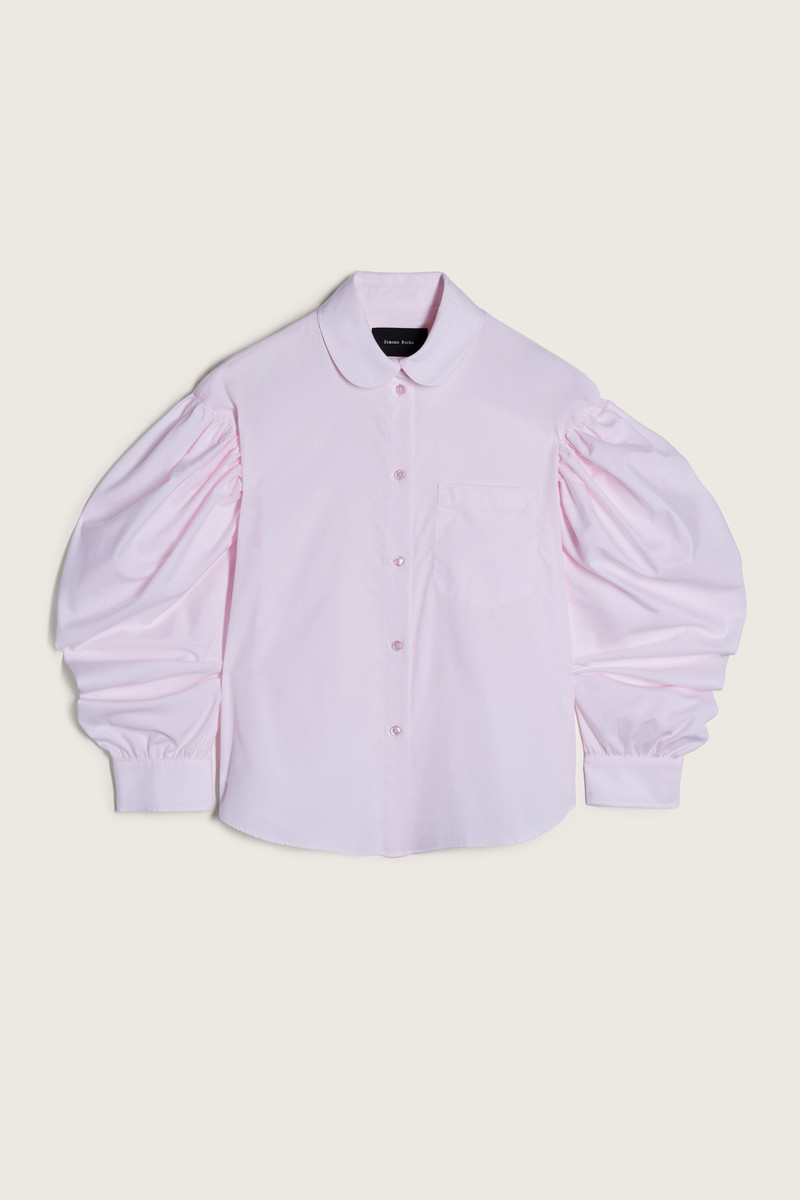 Boxy Draped Sleeve Round Collar Shirt 1