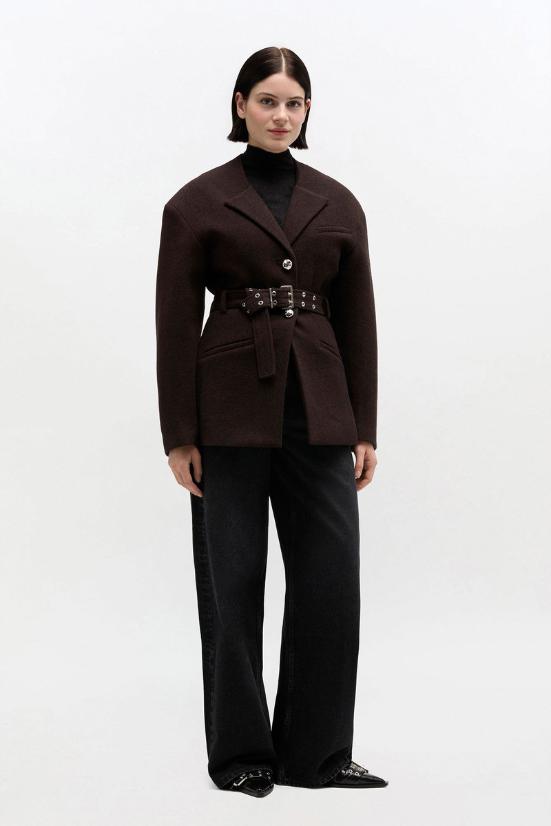 GANNI BROWN WOOL JACKET outlook