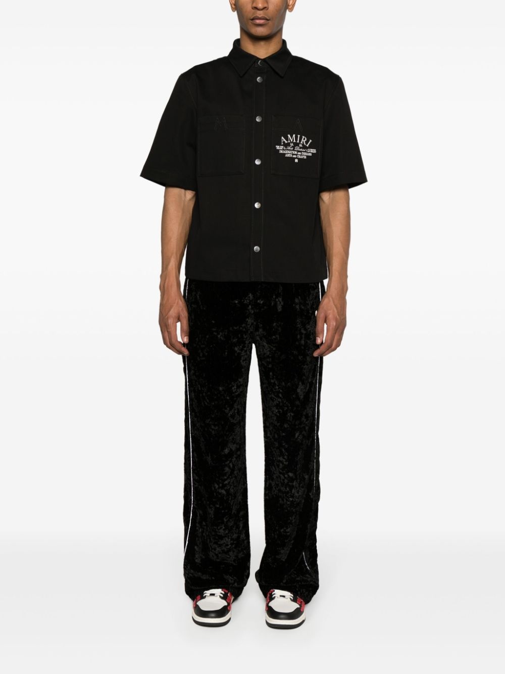 crushed velvet track pants - 2