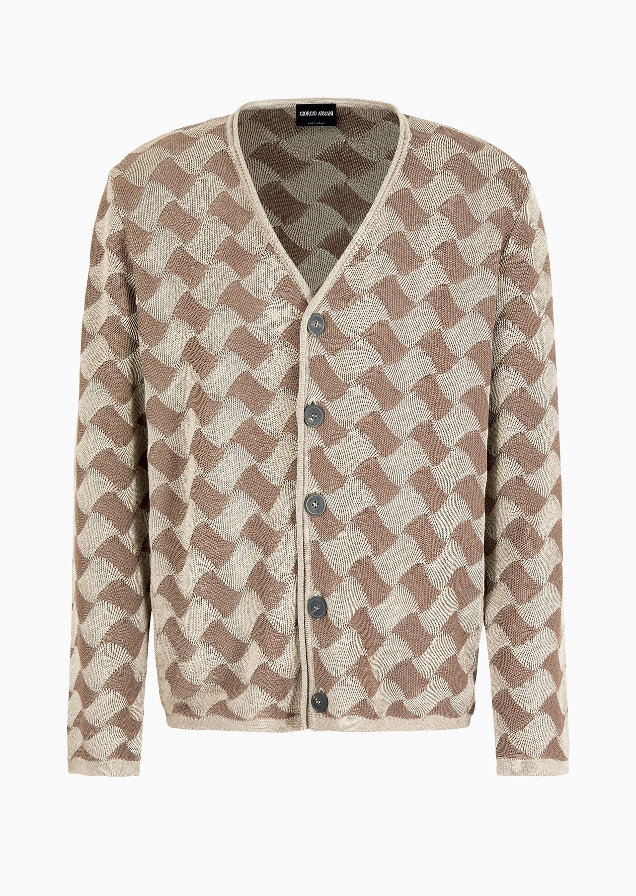 Jacquard cotton, Lyocell and cashmere cardigan - 1